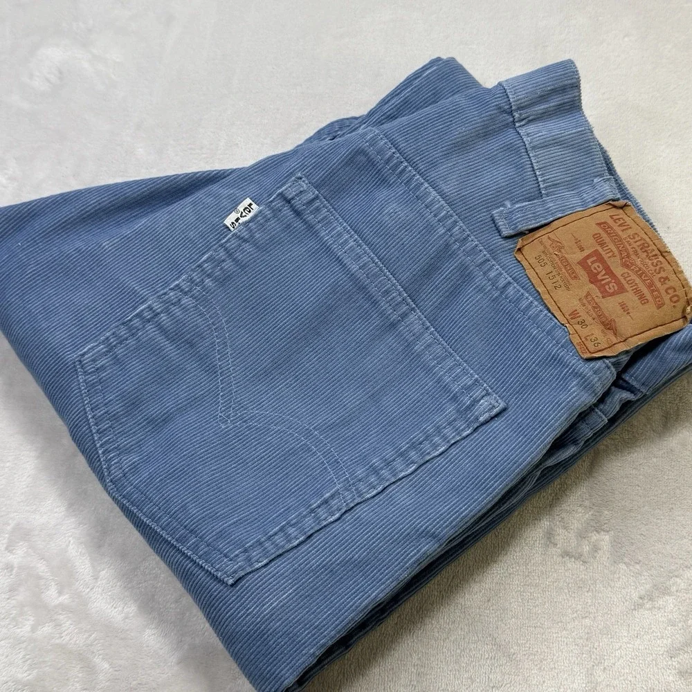 Vintage 1978 Levis 505 Light‎ Blue Corduroy Pants USA 30x36 Straight